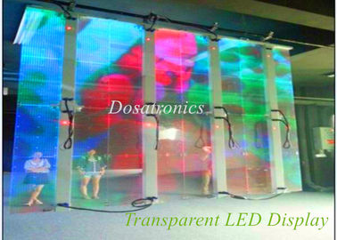 Cina Kaca LED Transparan Besar LED Display SMD 3535, 1R1G1B P12 Dinding Video Led Transparan pemasok