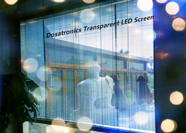 Cina LED Display Transparan Kaca Indoor, Lihat Melalui Led Curtain Display High Definition pemasok